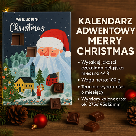 Kalendarz Adwentowy z czekoladkami belgijskimi